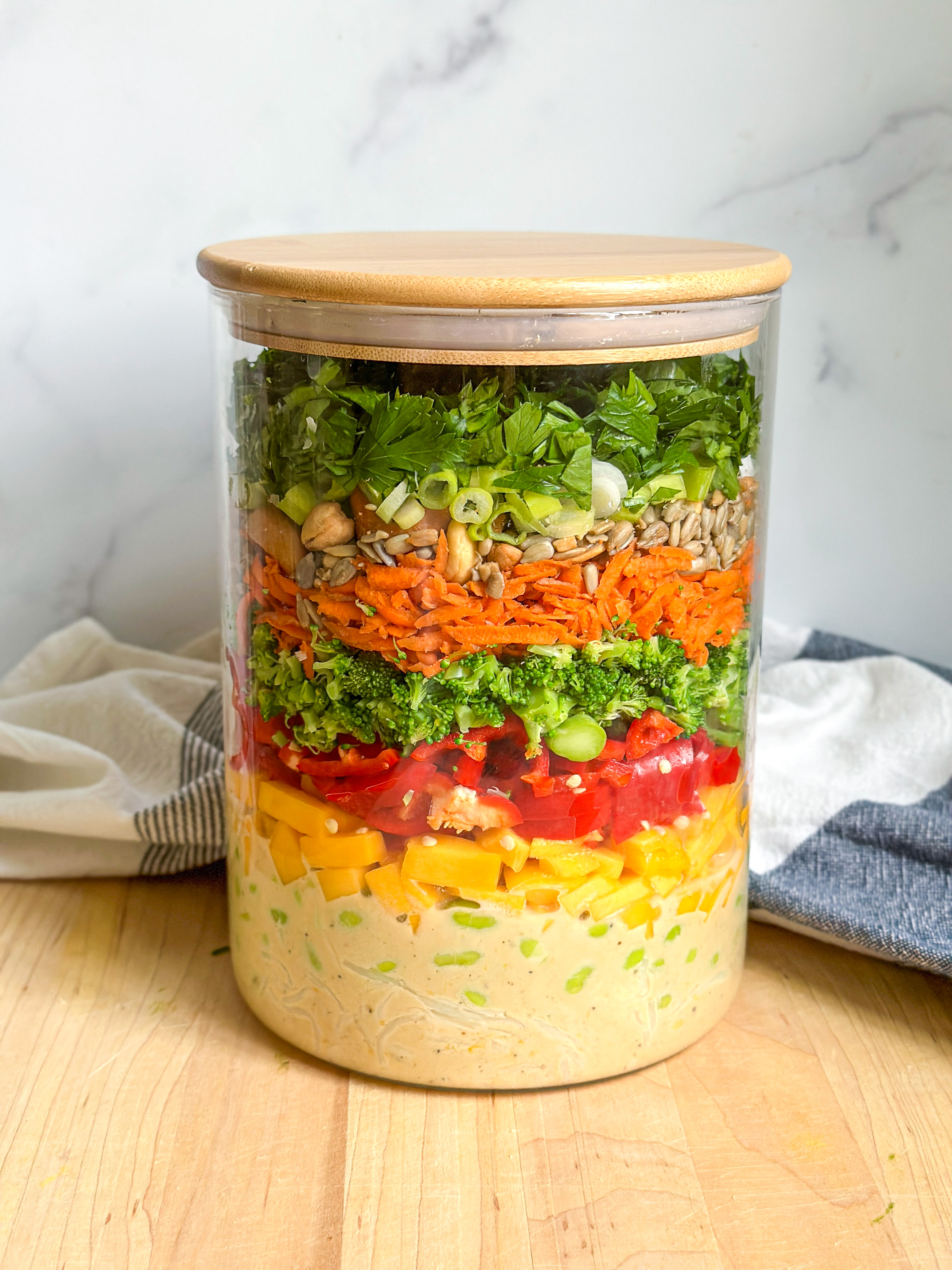 viral layered salad from jackfruitful kitchen
