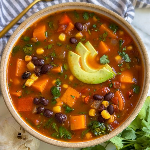 Southwest Black Bean Sweet Potato Soup | Jackfruitful Kitchen