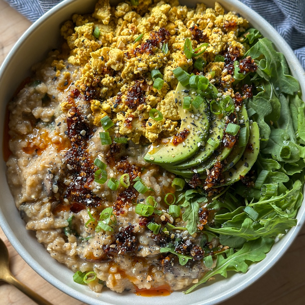 Savory Brown Rice Porridge (High Protein!) | Jackfruitful Kitchen