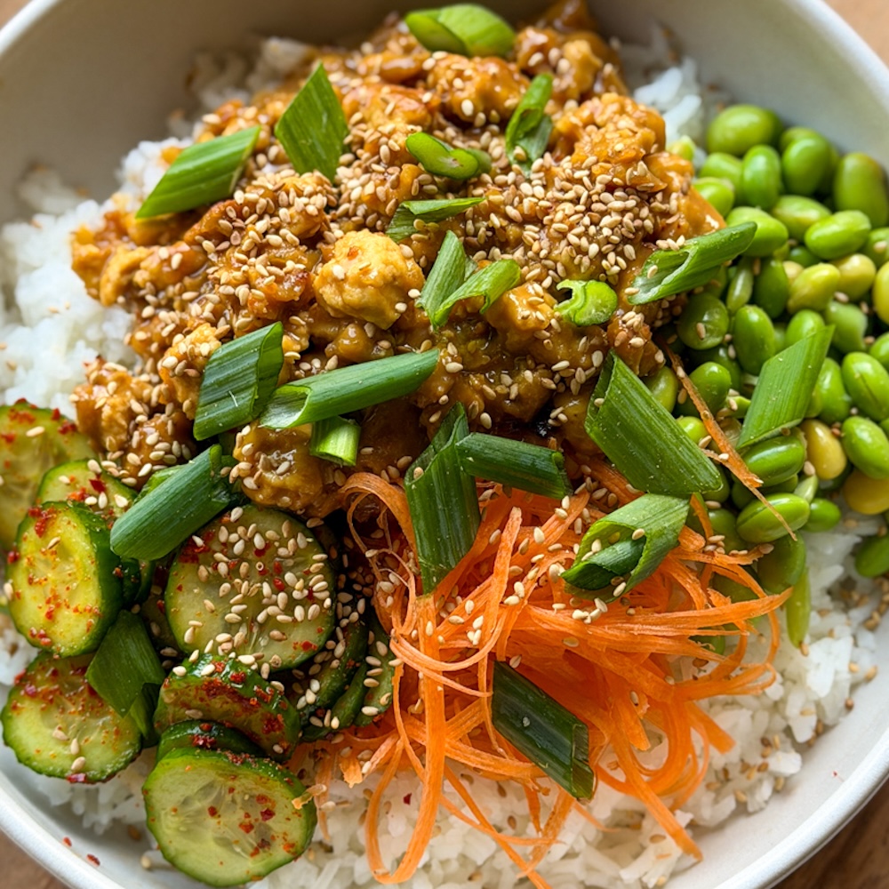 Ginger Sesame Tofu Rice Bowls | Jackfruitful Kitchen